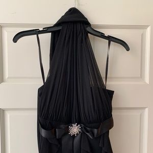 Betsy and Adam formal dress in black, size 10, halter style neck